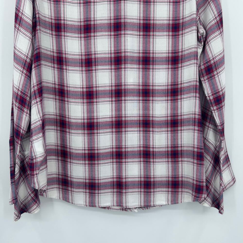 Draper James Plaid Button Front Blouse Red White Blue Size 10 Classic Preppy - Picture 12 of 12